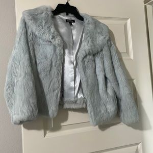 Bebe baby blue rabbit fur jacket real fur
